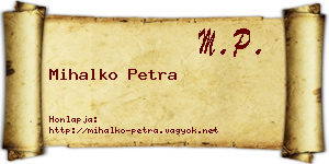 Mihalko Petra névjegykártya